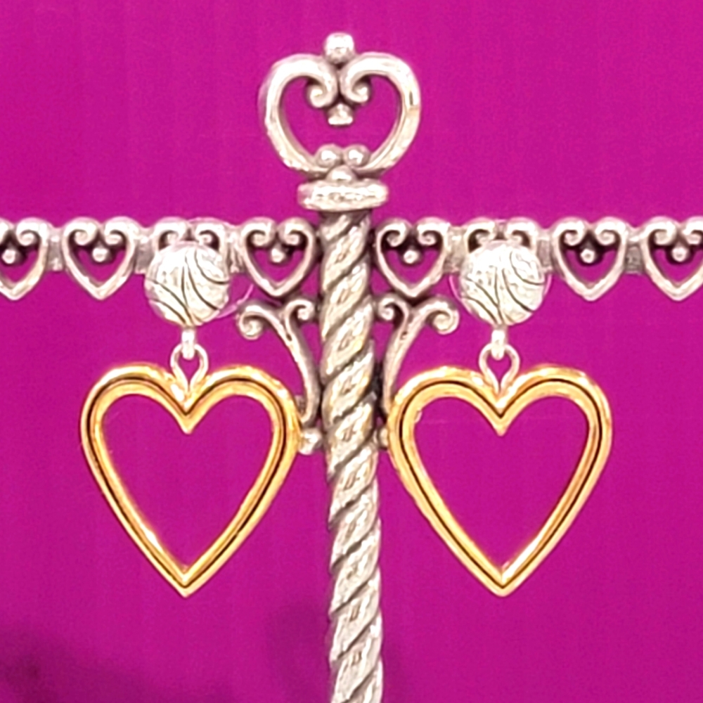 BRIGHTON RETIRED OPEN HEART POST DANGLING EARRINGS NWOT ✨️